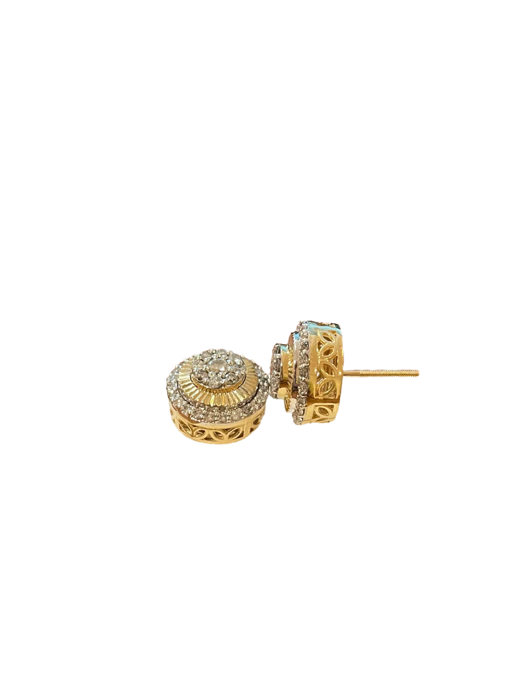 Men's Round Diamond Stud Earrings - 1.00 Carats in 10KT Yellow Gold