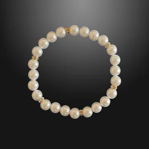 Men’s White Pearls Bracelet, Gold