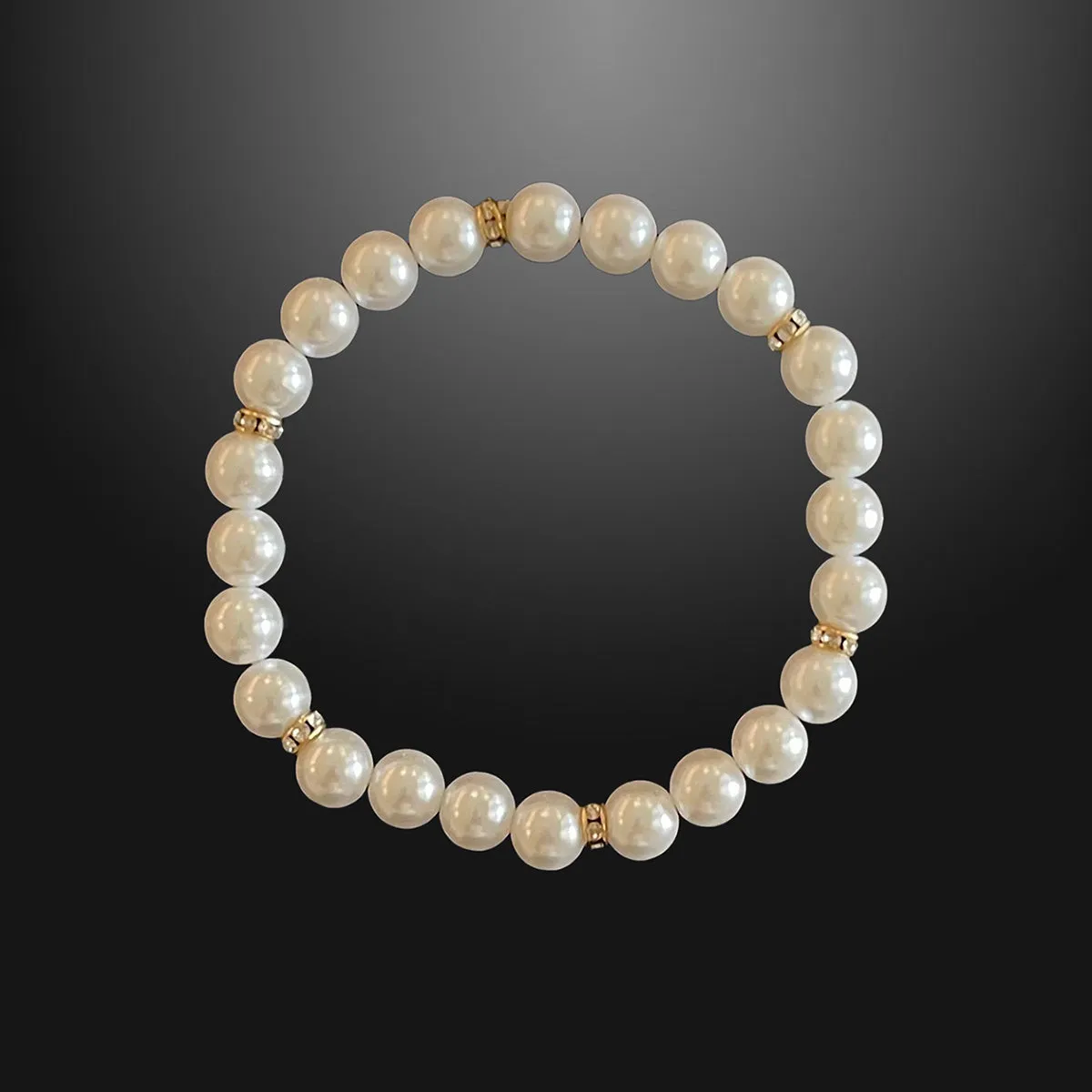 Men’s White Pearls Bracelet, Gold