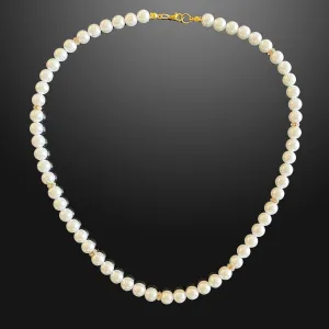 Men’s White Pearls Necklace, Gold