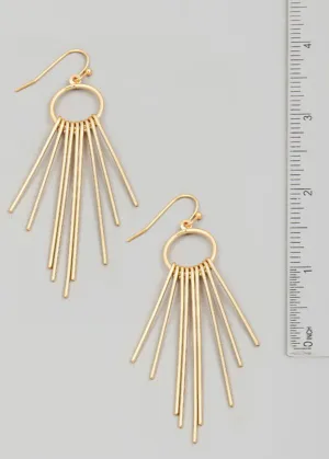 Metallic Needle Fringe Earrings