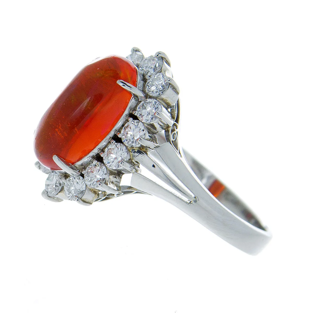 Mexican Fire Opal & Diamond Ring