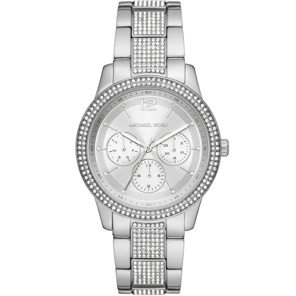Michael Kors Tibby Ladies Silver Dial Stainless Steel Chronograph Watch