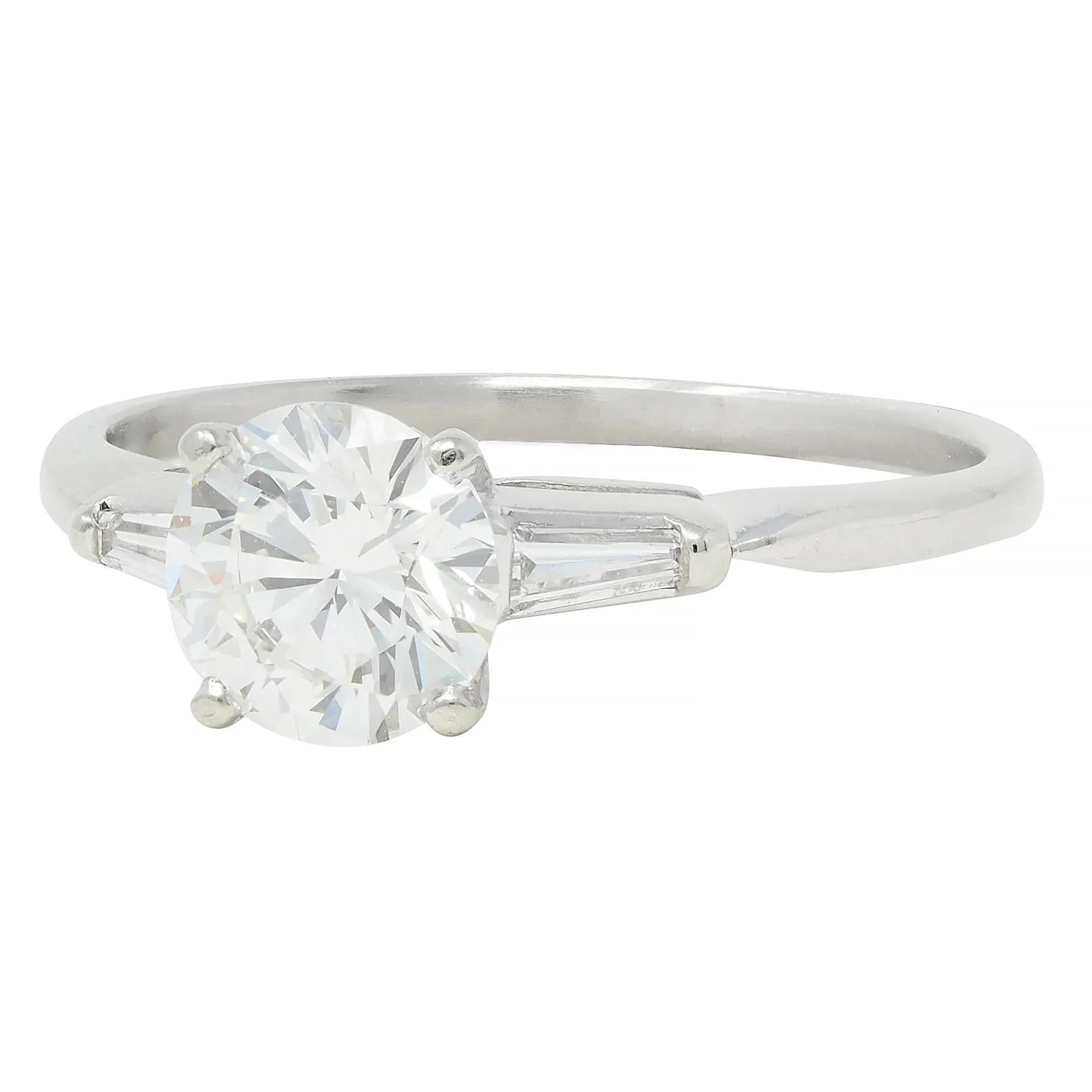 Mid-Century 1.20 CTW Transitional Cut Diamond Platinum Engagement Ring