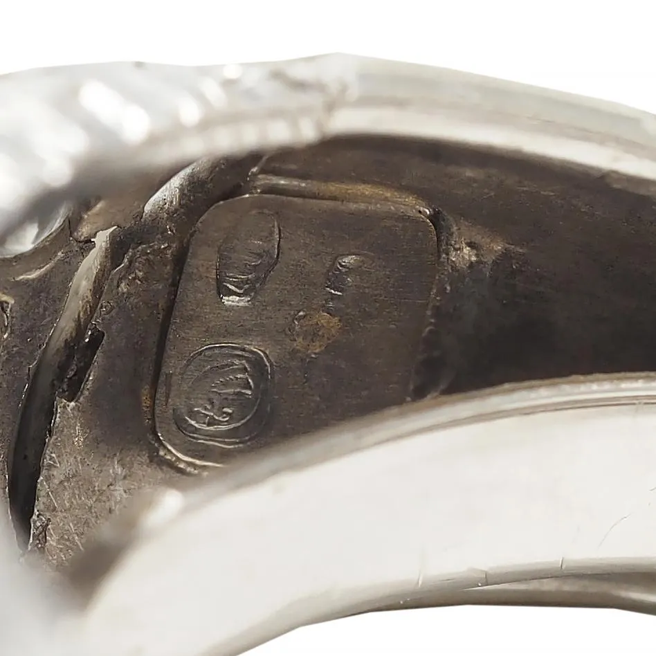 Mid-Century 2.76 CTW Diamond 18 Karat White Gold Domed Twist Vintage Band Ring
