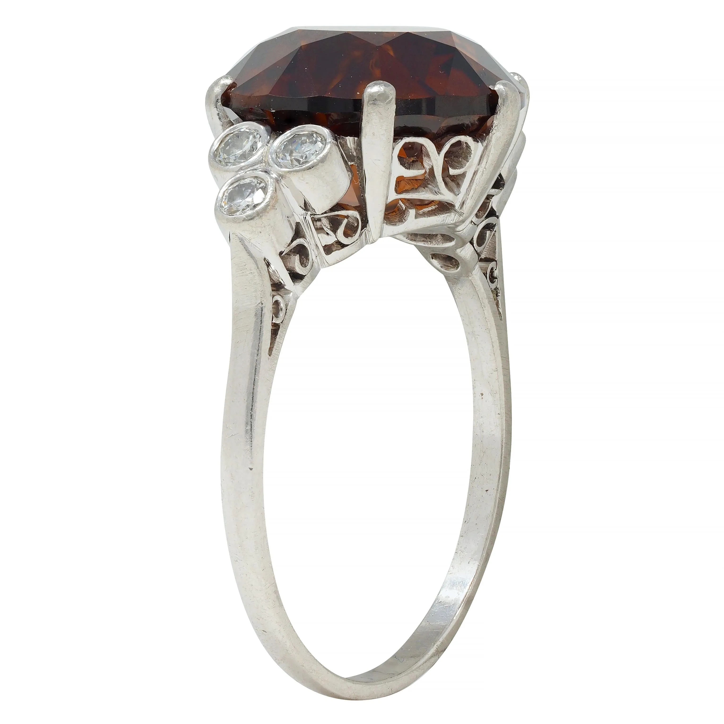 Mid-Century 8.95 CTW Zircon Diamond Platinum Vintage Cocktail Ring