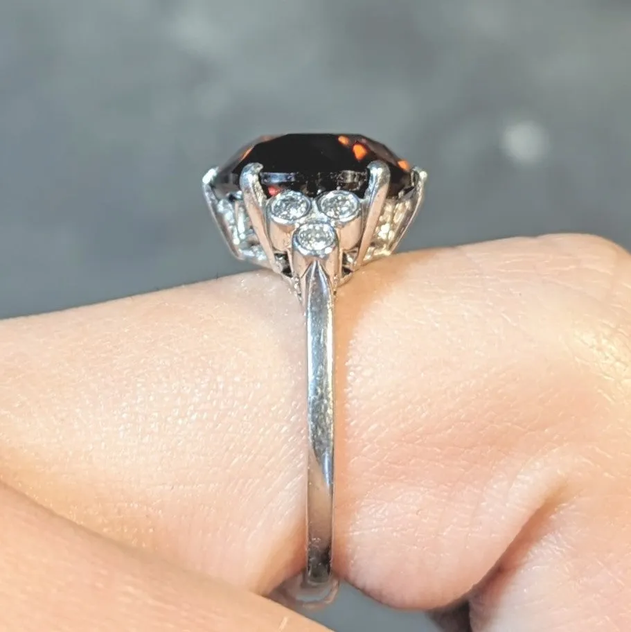 Mid-Century 8.95 CTW Zircon Diamond Platinum Vintage Cocktail Ring
