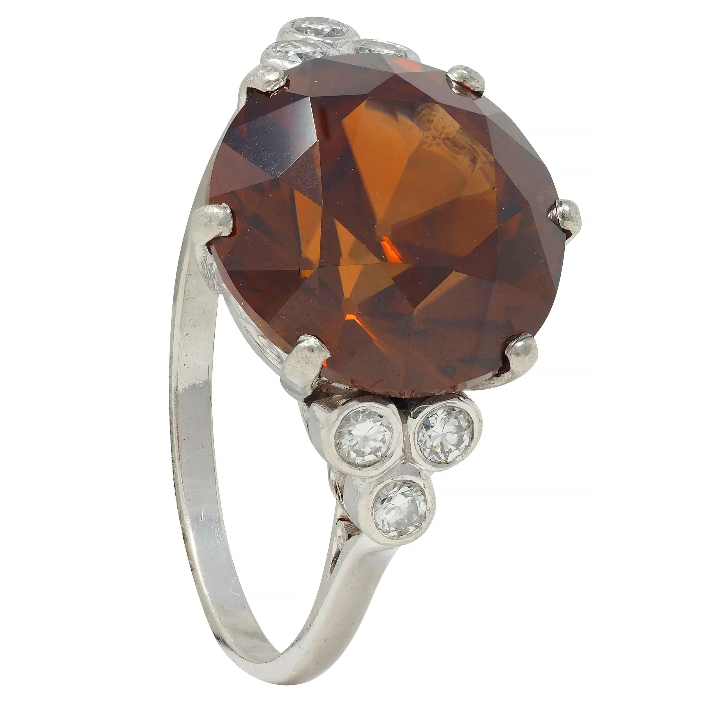 Mid-Century 8.95 CTW Zircon Diamond Platinum Vintage Cocktail Ring