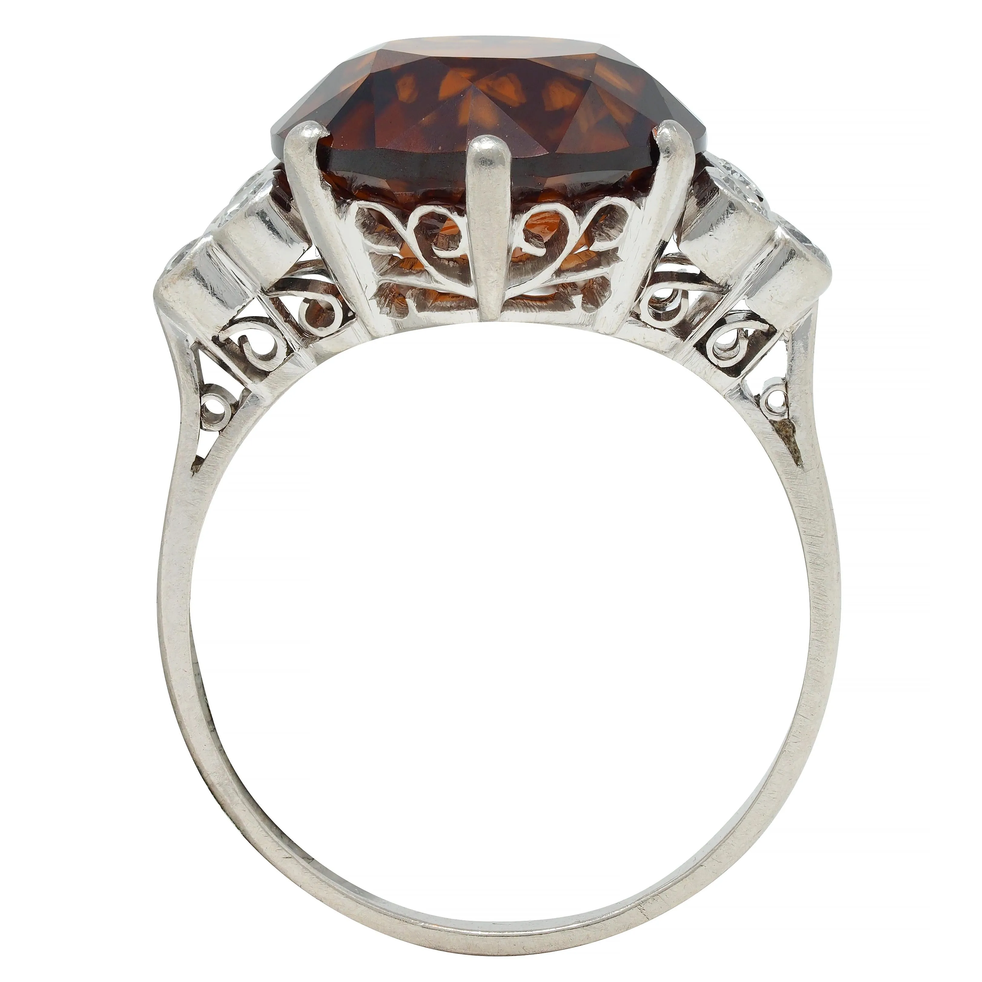 Mid-Century 8.95 CTW Zircon Diamond Platinum Vintage Cocktail Ring
