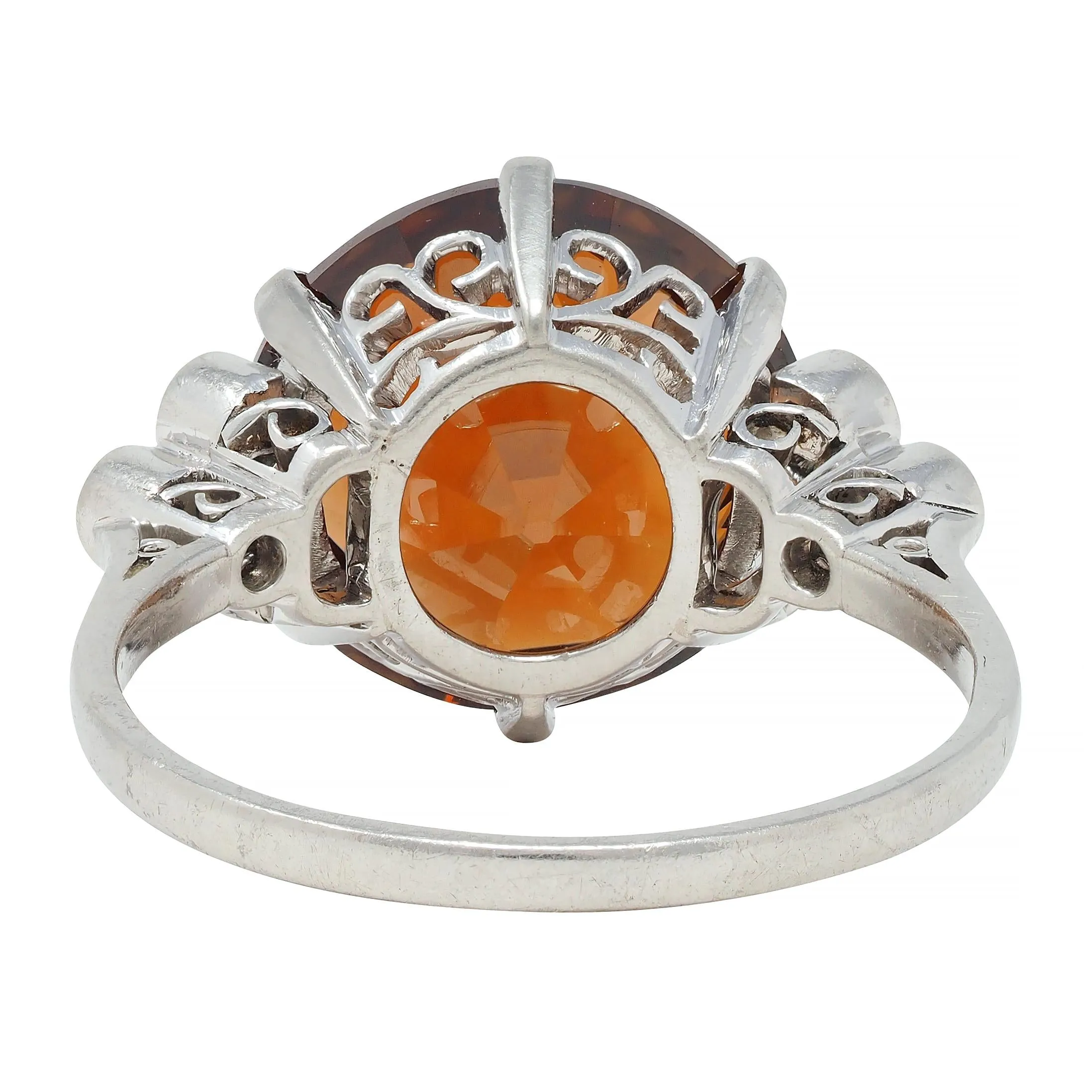 Mid-Century 8.95 CTW Zircon Diamond Platinum Vintage Cocktail Ring