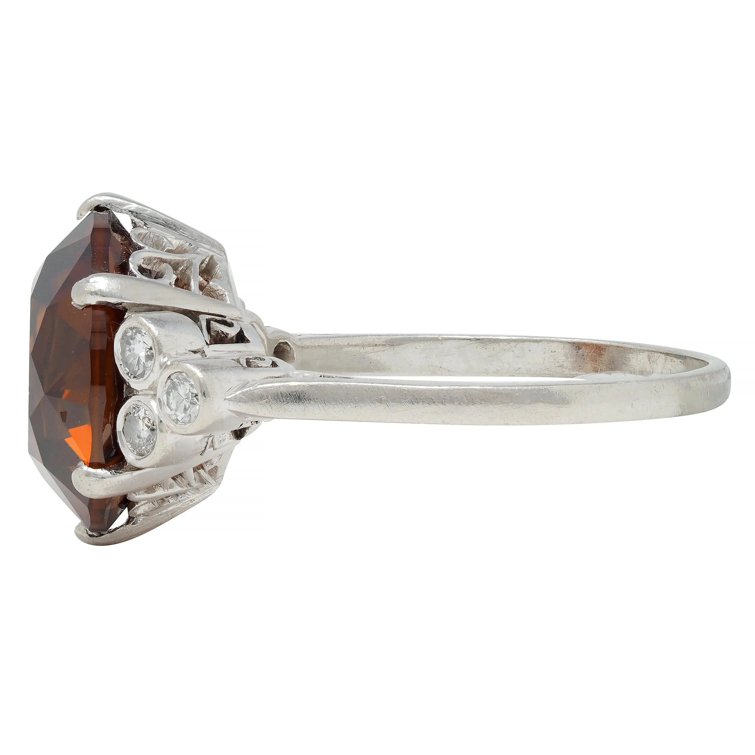 Mid-Century 8.95 CTW Zircon Diamond Platinum Vintage Cocktail Ring