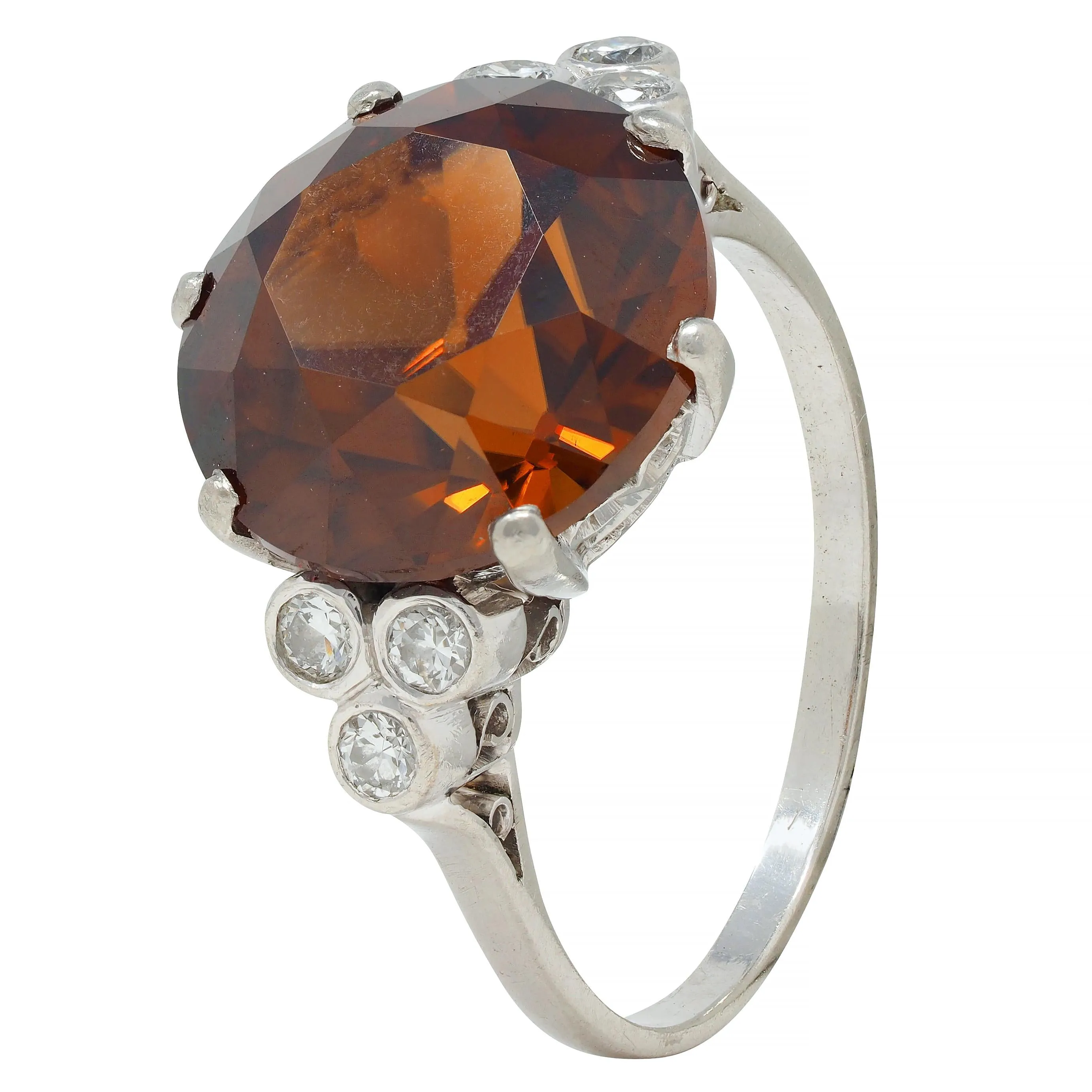 Mid-Century 8.95 CTW Zircon Diamond Platinum Vintage Cocktail Ring