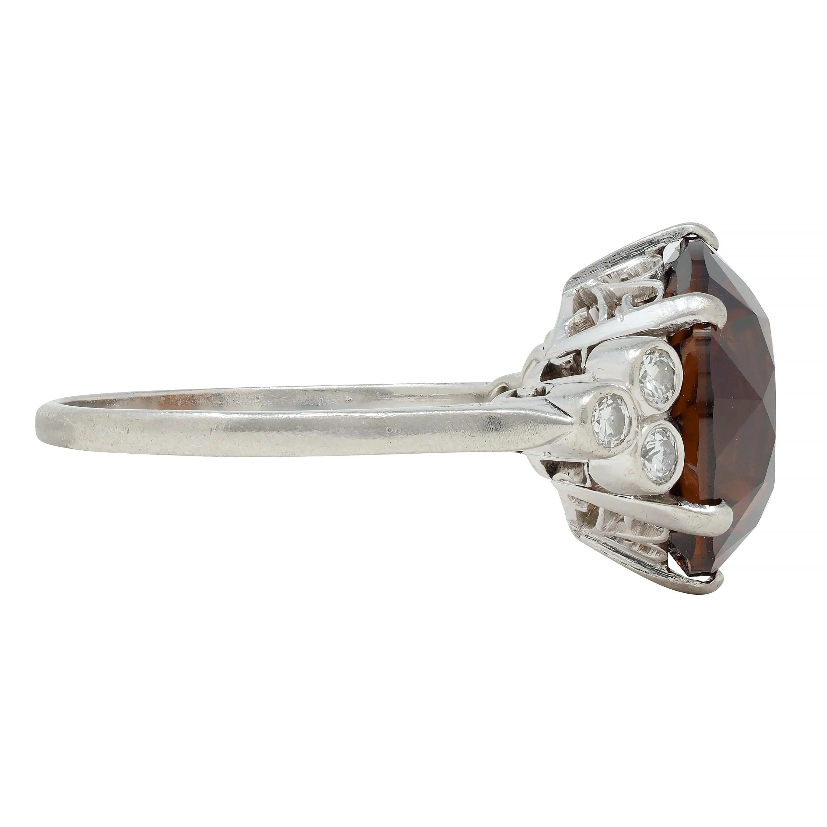 Mid-Century 8.95 CTW Zircon Diamond Platinum Vintage Cocktail Ring
