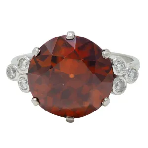 Mid-Century 8.95 CTW Zircon Diamond Platinum Vintage Cocktail Ring