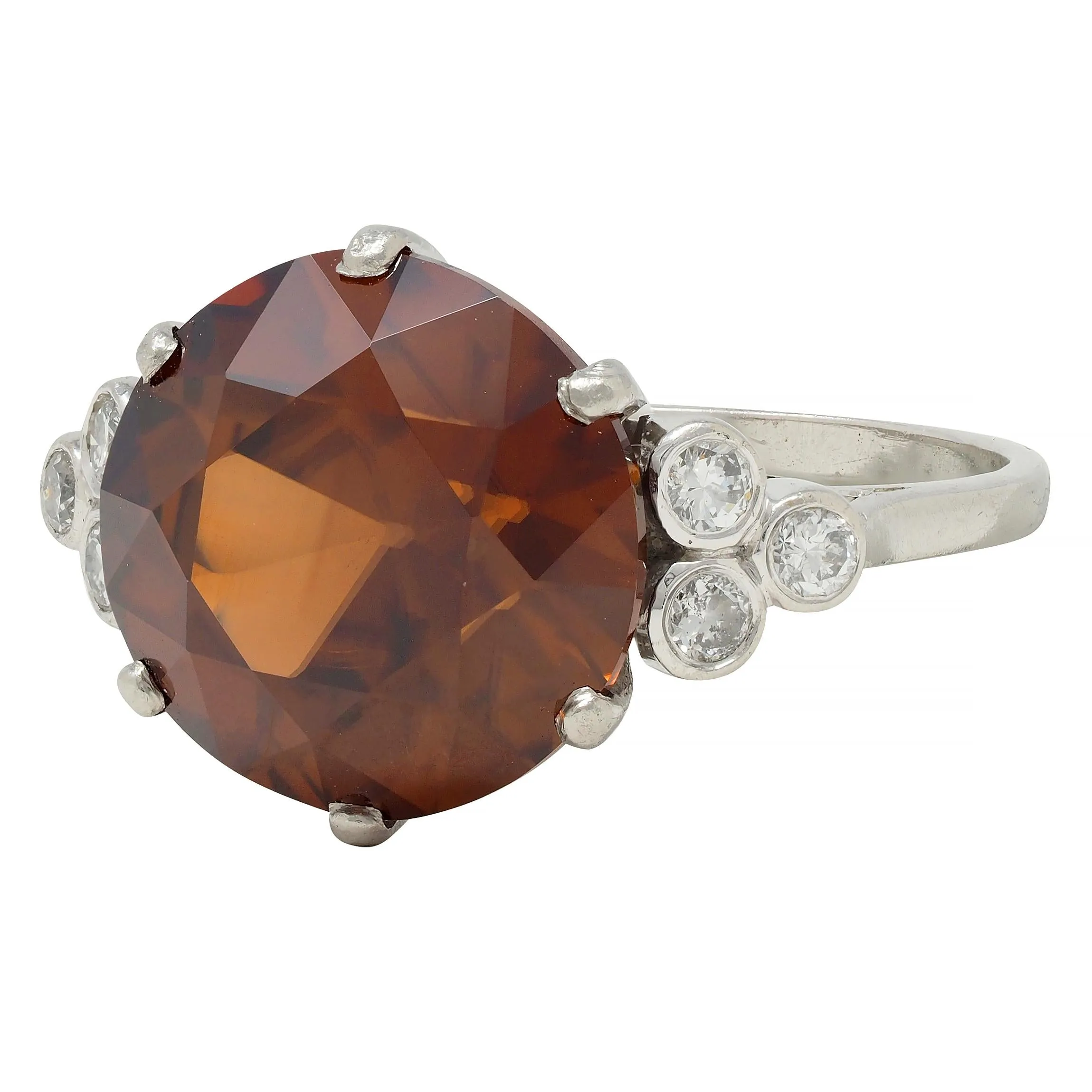Mid-Century 8.95 CTW Zircon Diamond Platinum Vintage Cocktail Ring
