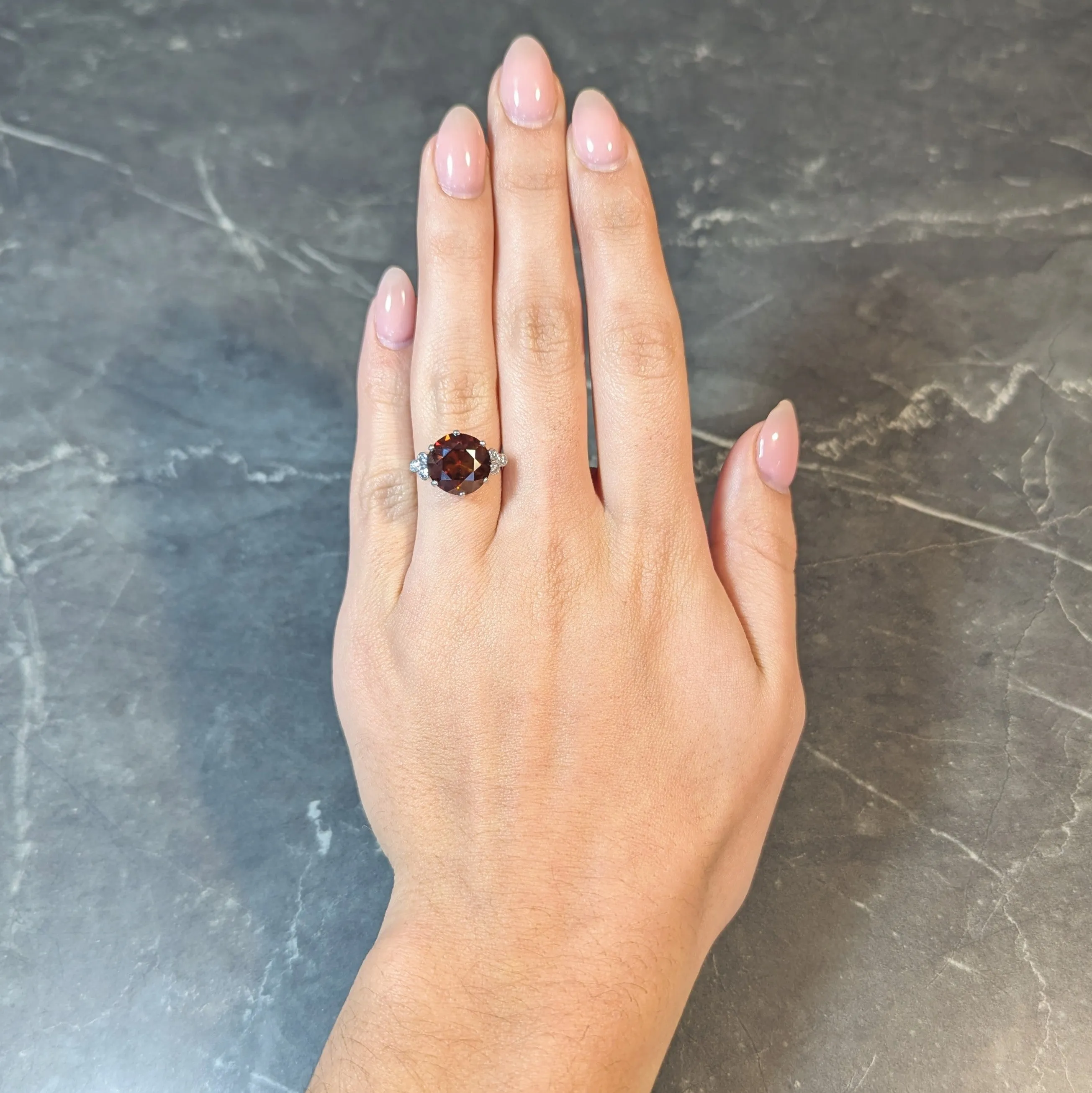 Mid-Century 8.95 CTW Zircon Diamond Platinum Vintage Cocktail Ring