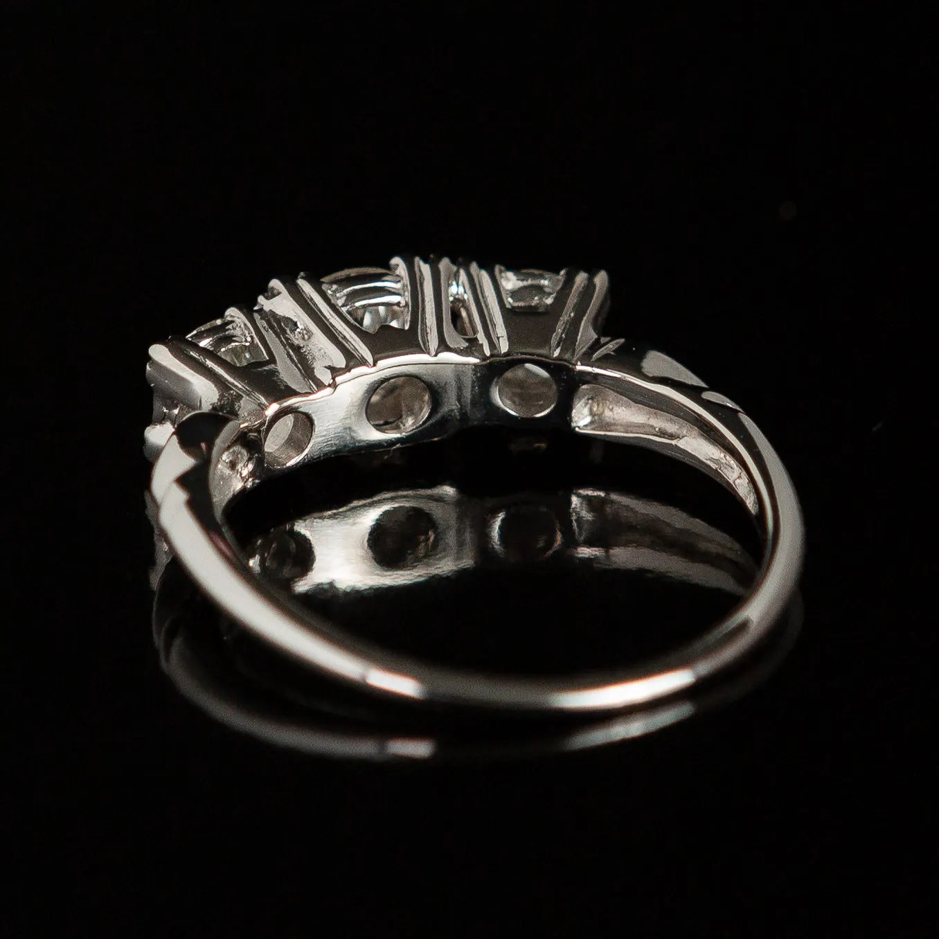 Midcentury 3-Stone Old European Cut Diamond Ring in 14k Gold