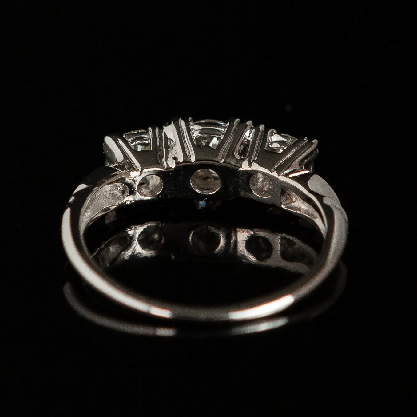 Midcentury 3-Stone Old European Cut Diamond Ring in 14k Gold