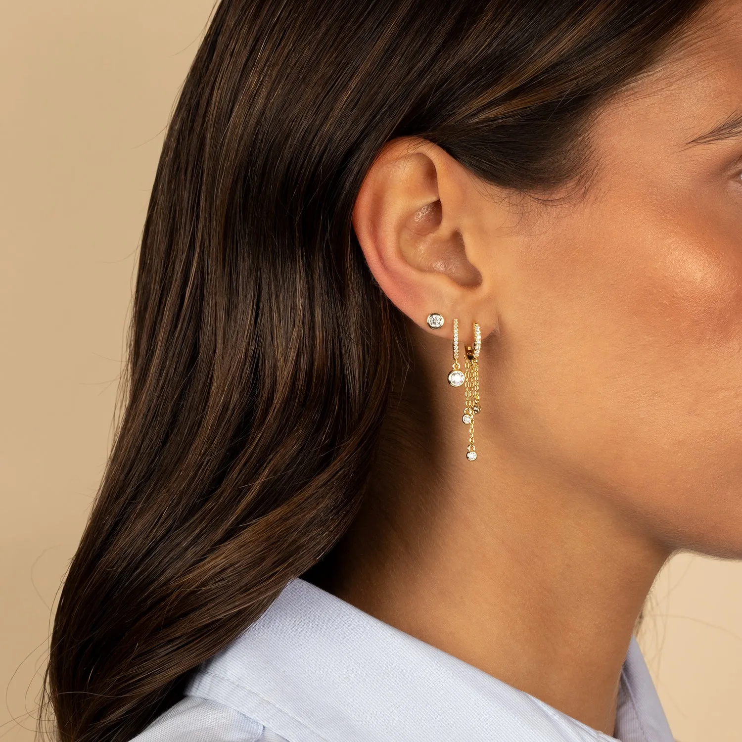 Mini CZ Bezel Stud Earring