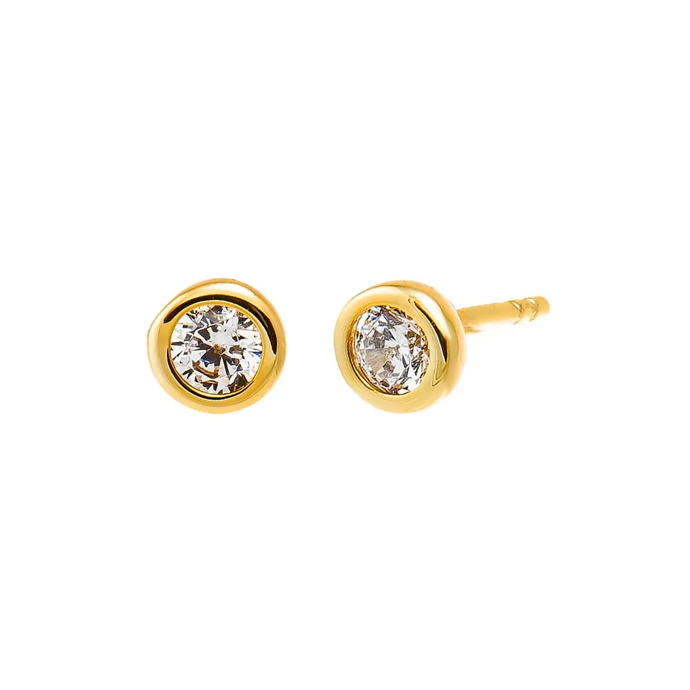 Mini CZ Bezel Stud Earring