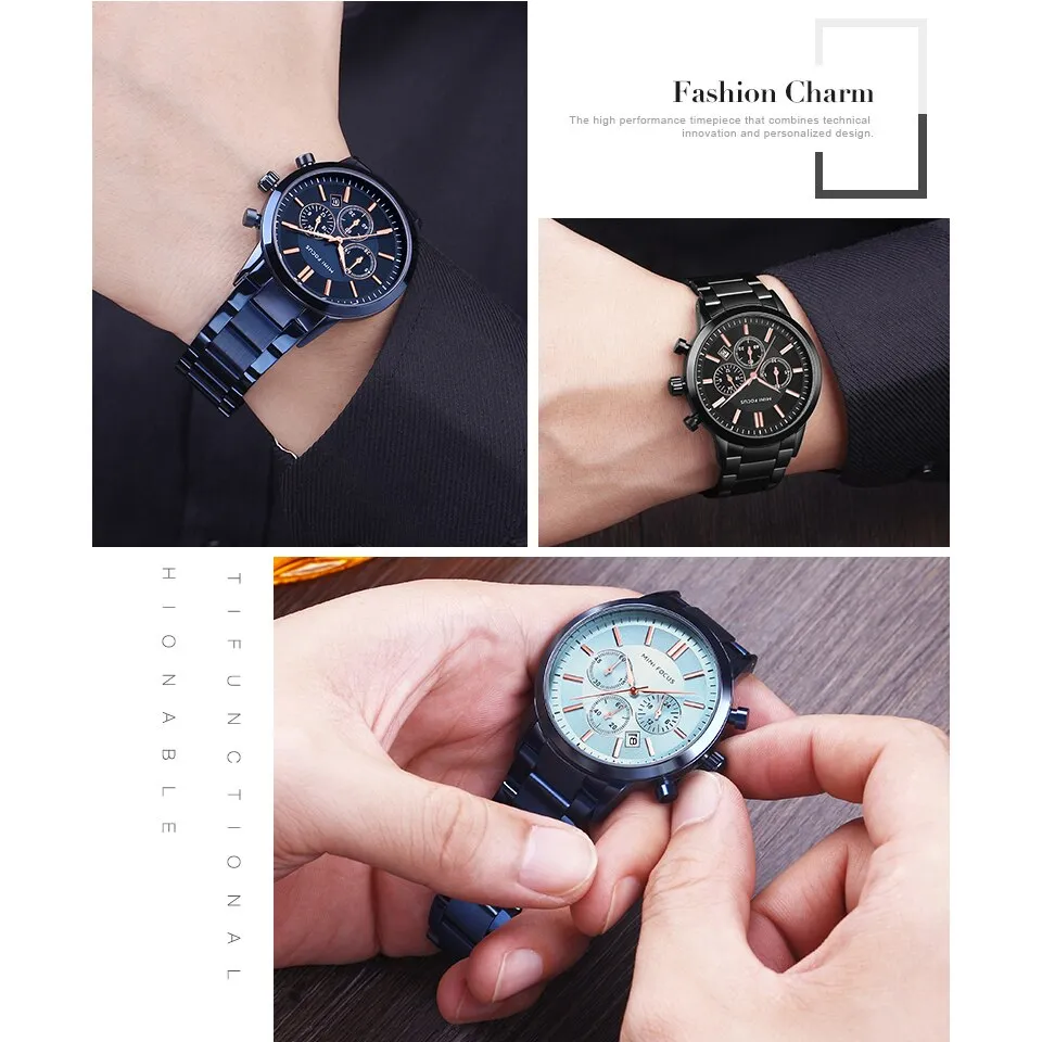 MINI FOCUS Watches Top Brand Luxury Men&#39;s Military Sports Watch Men Casual Chronograph Quartz Wristwatch Relogio Masculino