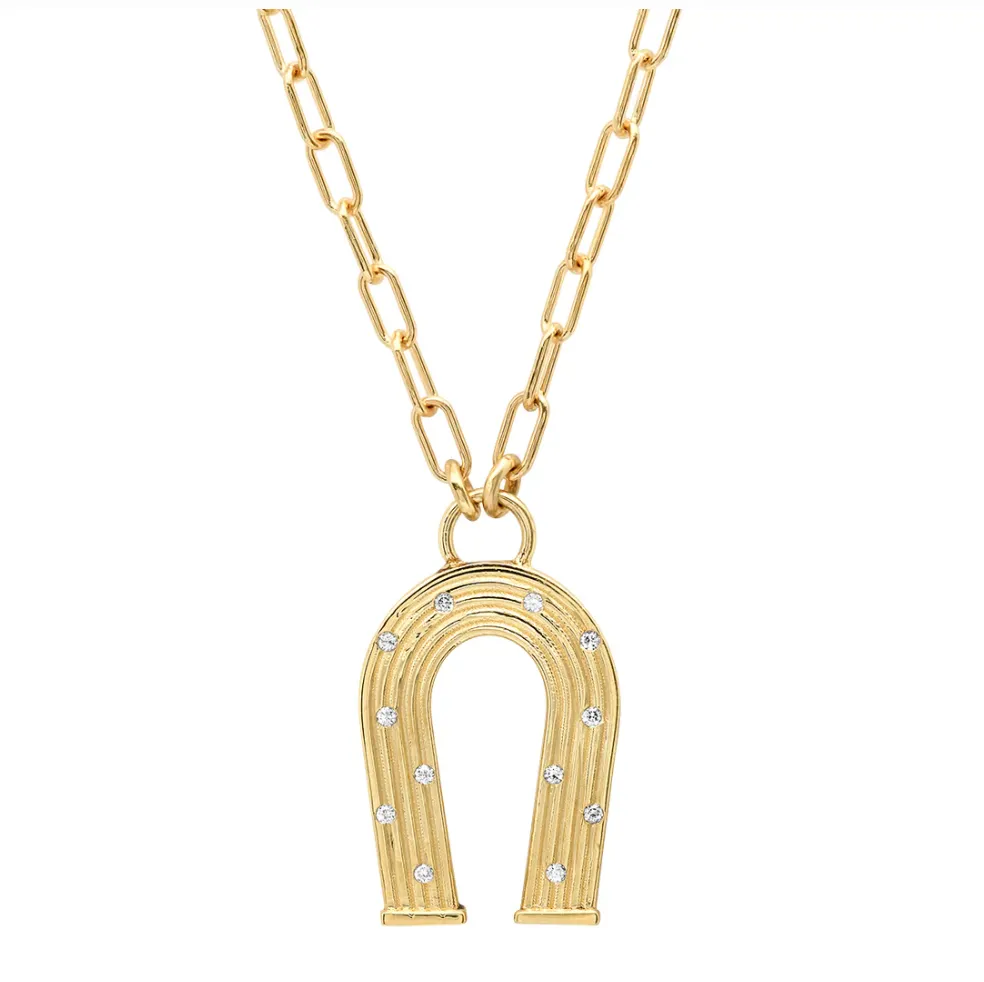 Mini Reeded Gold and Diamonds Manifest Necklace
