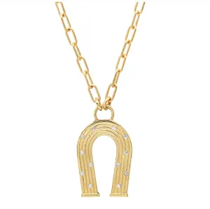 Mini Reeded Gold and Diamonds Manifest Necklace