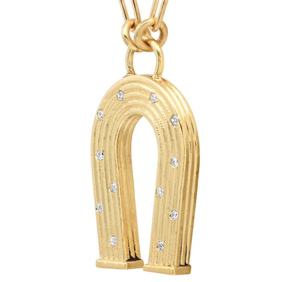Mini Reeded Gold and Diamonds Manifest Necklace