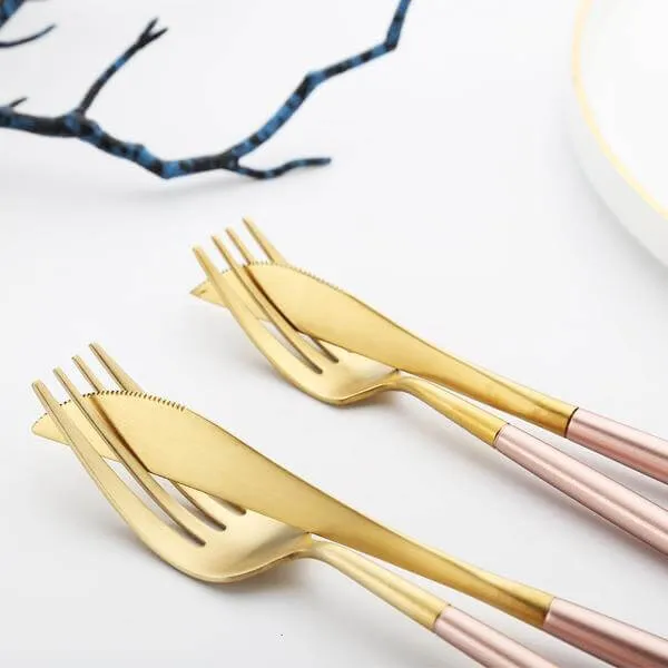 Minimalist Rose Gold Flatware Set