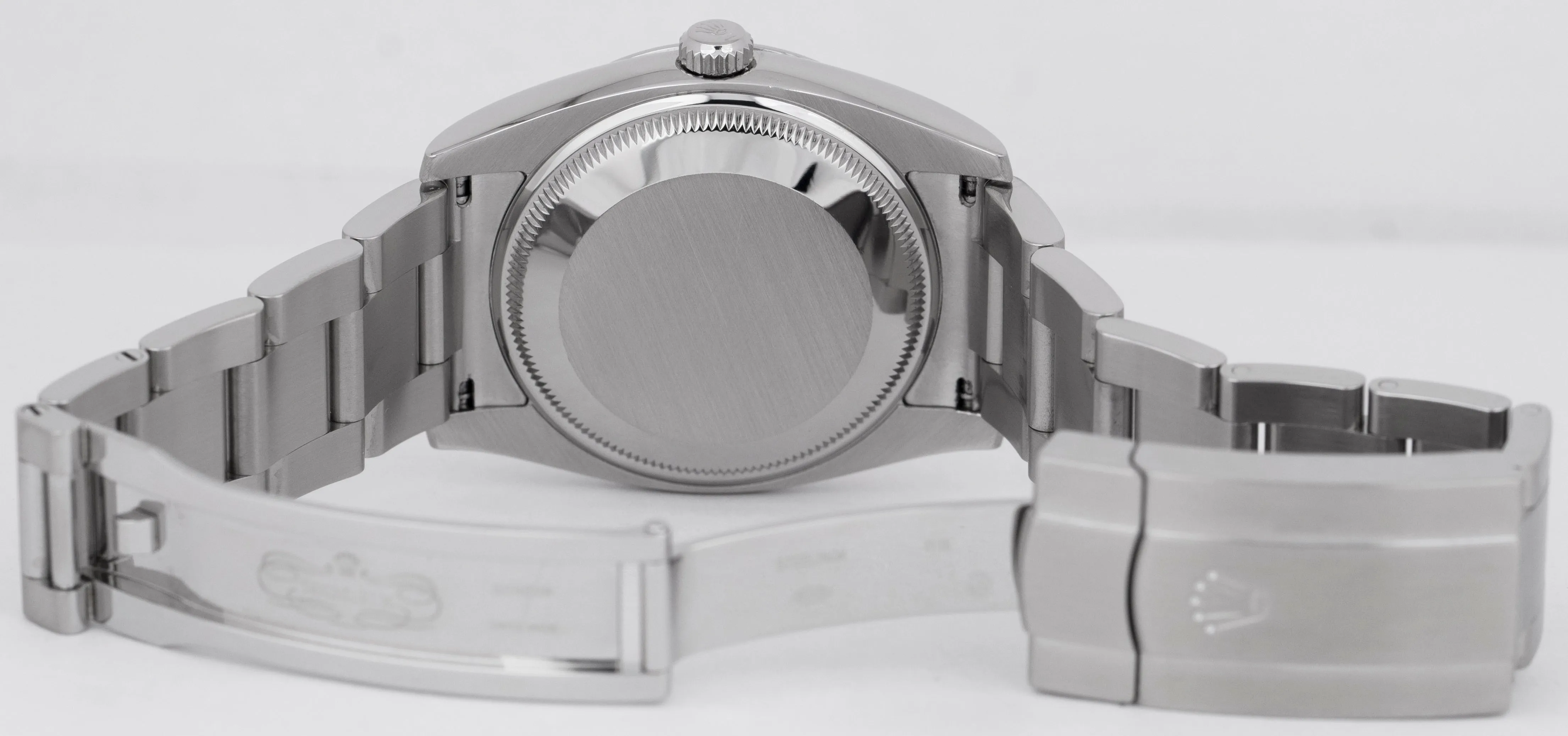 MINT Rolex Oyster Perpetual 34mm White Stainless Smooth Steel Watch 114200
