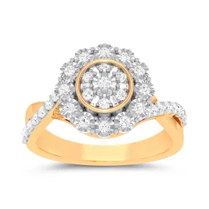 Miracle Crossover Ring with 1/2ct of Diamonds in 9ct Yellow Gold