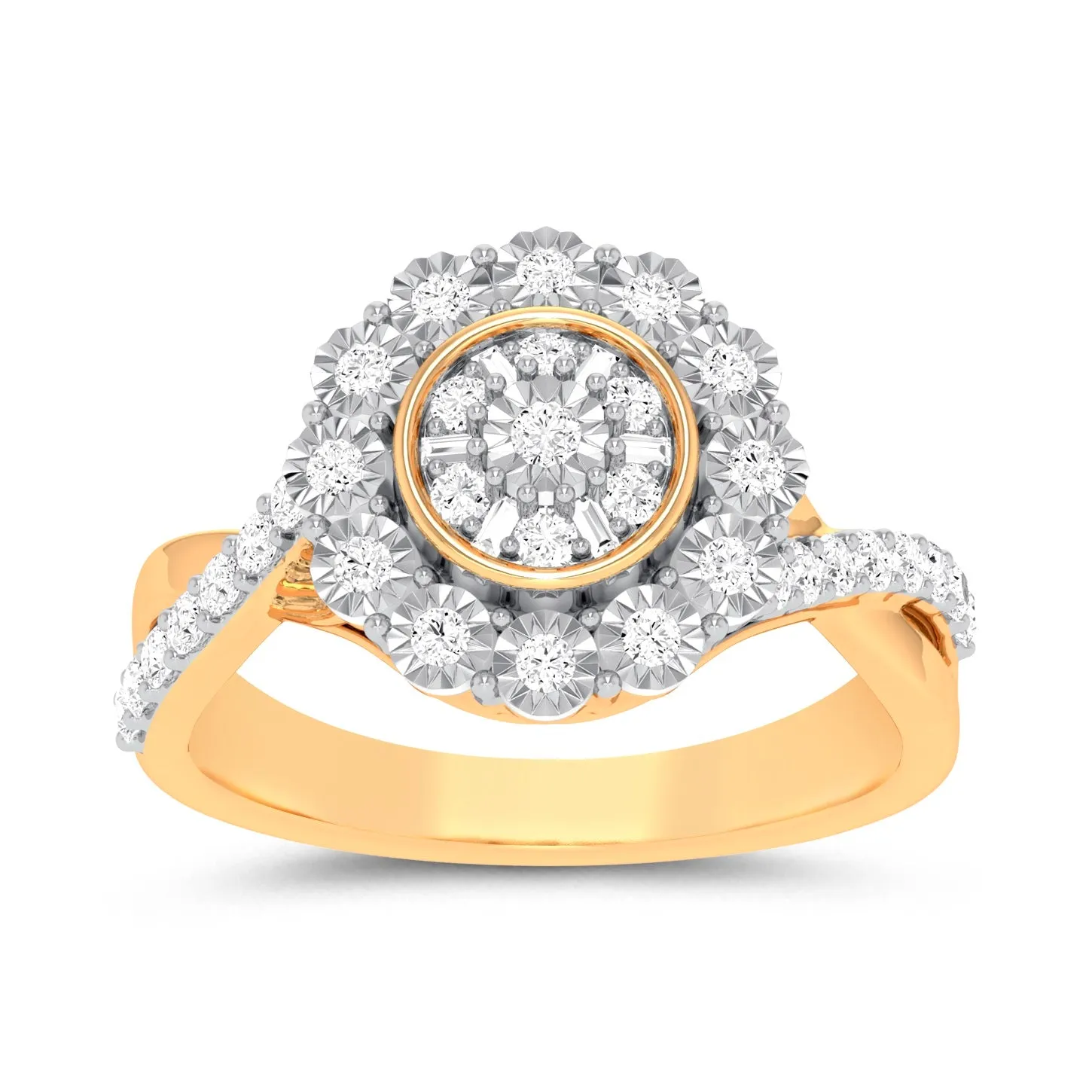 Miracle Crossover Ring with 1/2ct of Diamonds in 9ct Yellow Gold