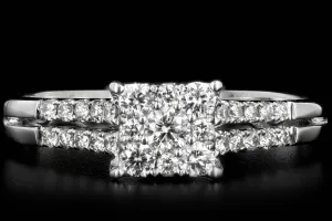 Modern 14K .5 Carat Diamond Cluster Engagement Ring