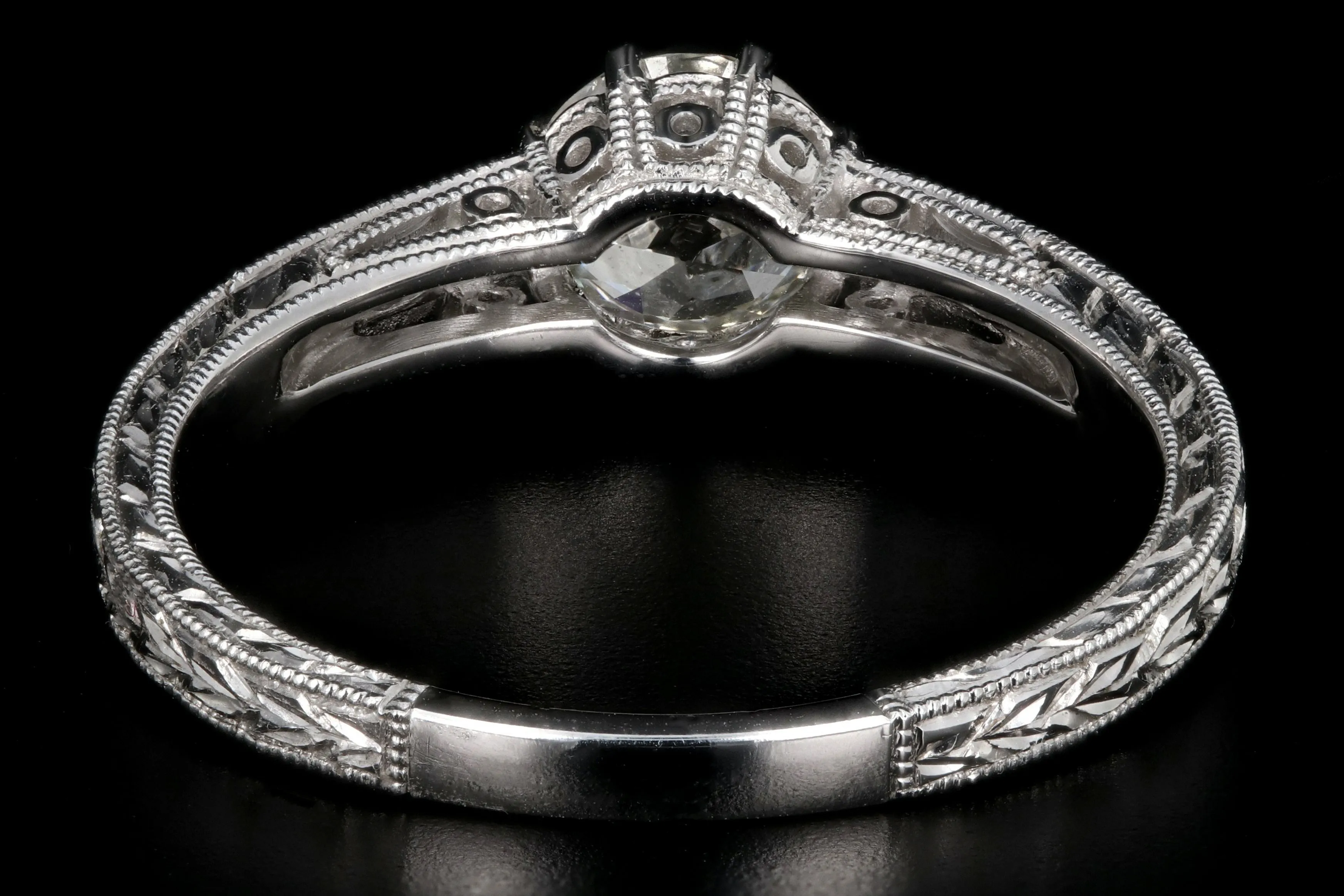 Modern 14K White Gold .69 Carat Old European Cut Diamond Engagement Ring