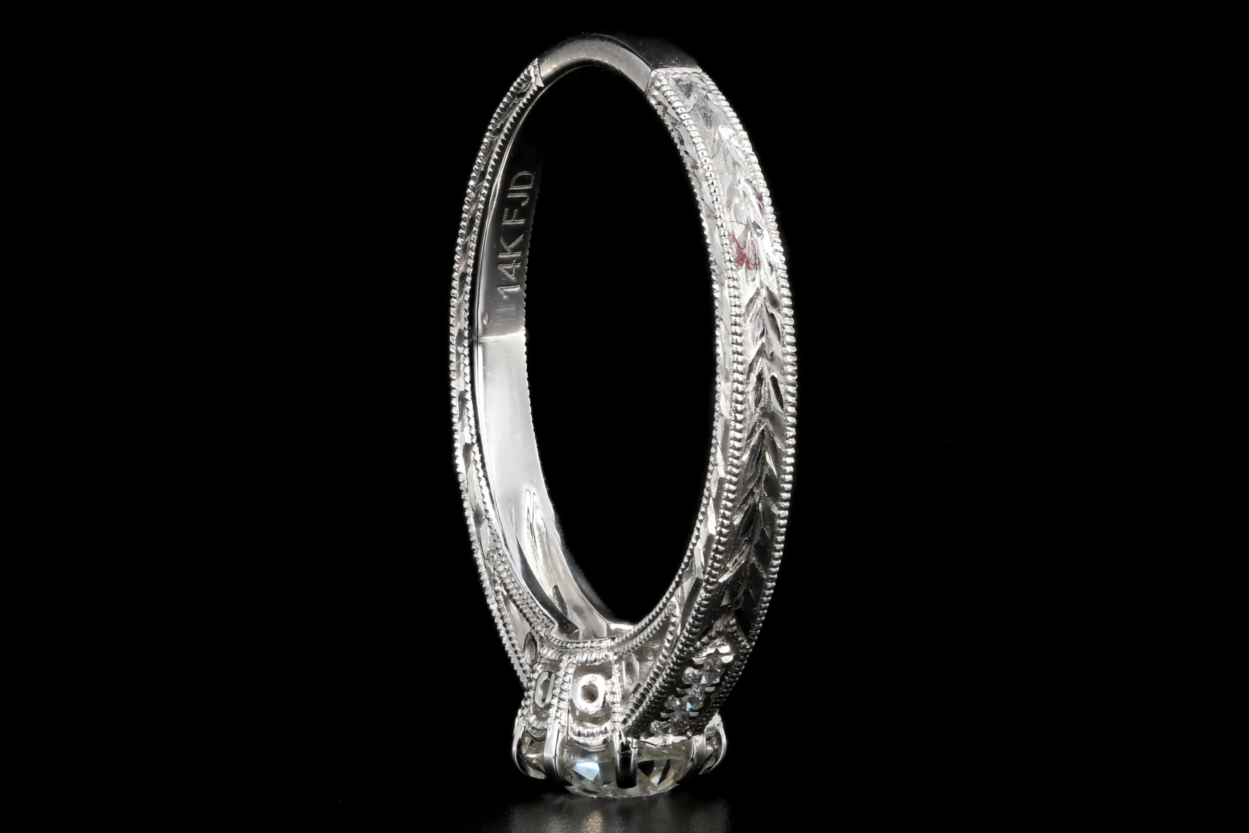 Modern 14K White Gold .69 Carat Old European Cut Diamond Engagement Ring