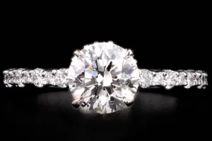 Modern 18K White Gold 1.36 Carat Round Brilliant Diamond Engagement Ring GIA Certified