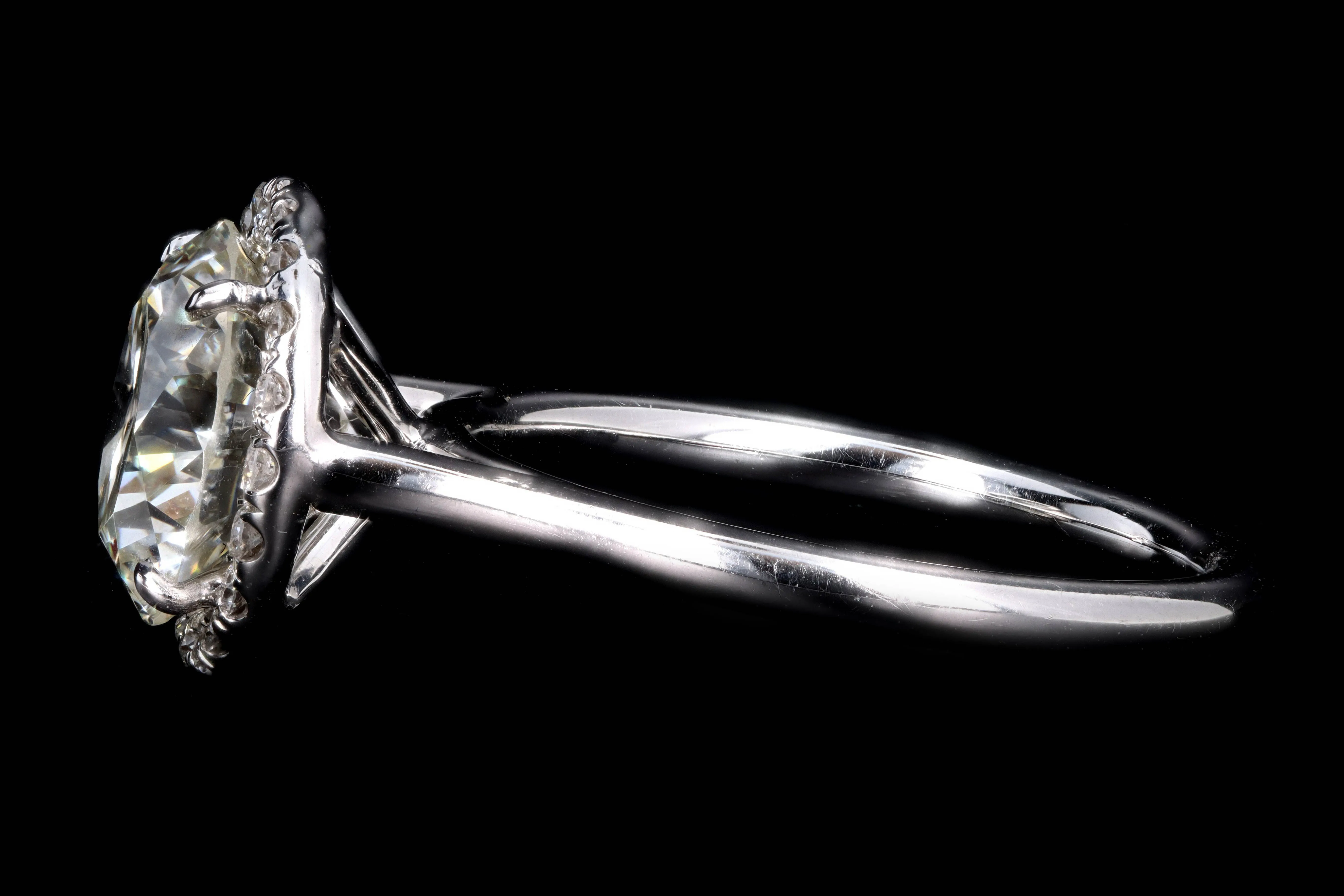 Modern 18K White Gold 3.02 Carat Round Brilliant Cut Diamond Halo Engagement Ring GIA Certified