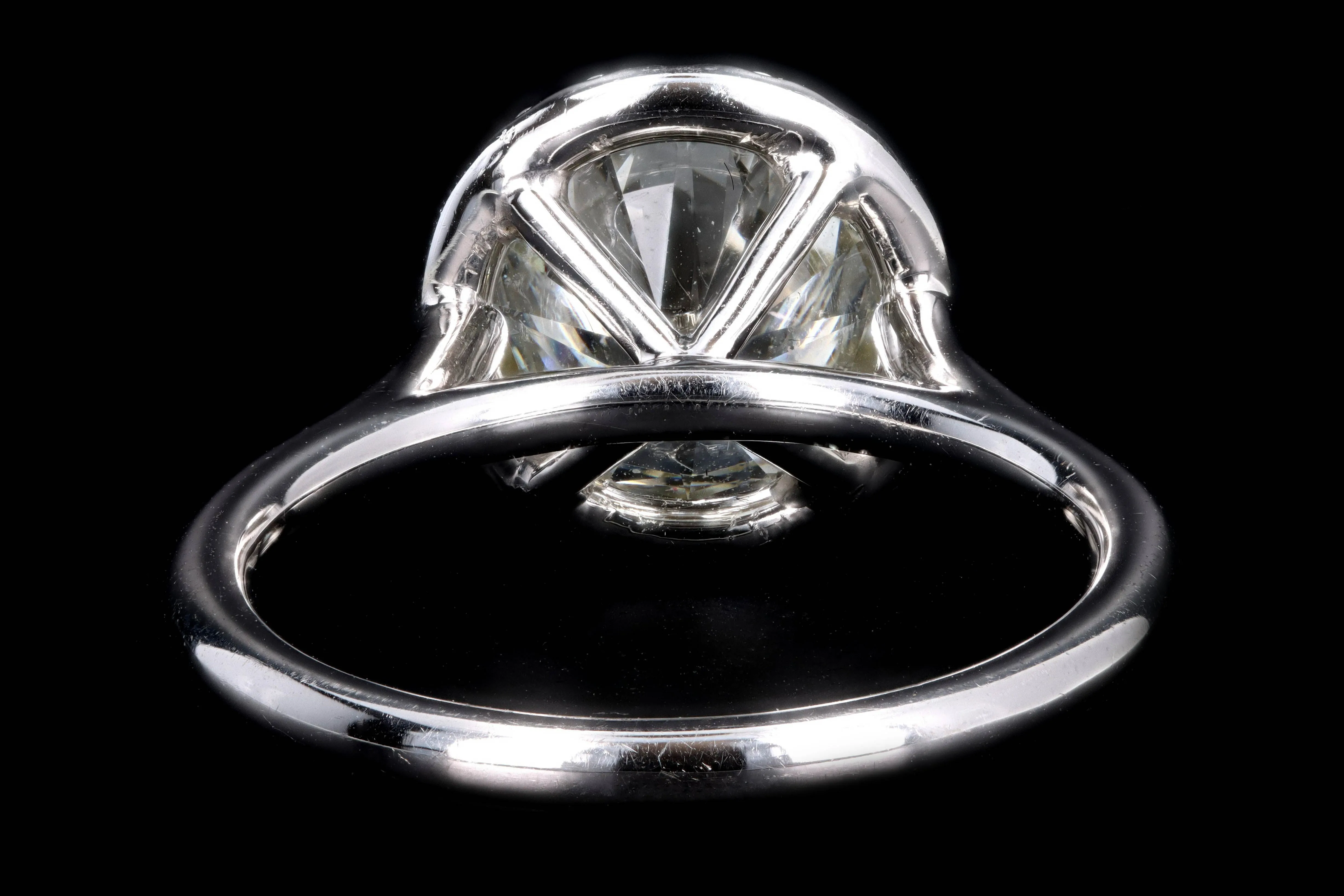 Modern 18K White Gold 3.02 Carat Round Brilliant Cut Diamond Halo Engagement Ring GIA Certified