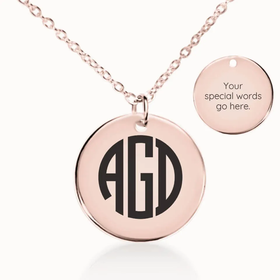 Monogram Coin Pendant on Fine Chain
