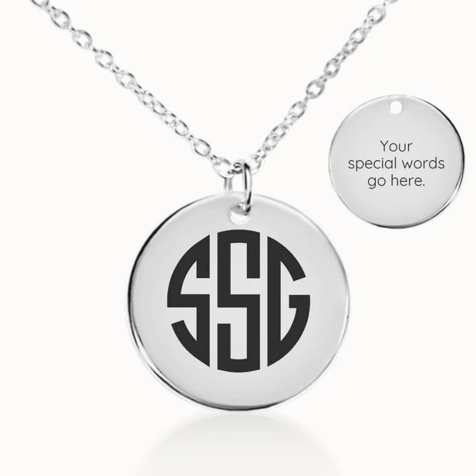 Monogram Coin Pendant on Fine Chain