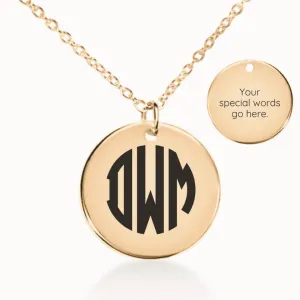 Monogram Coin Pendant on Fine Chain