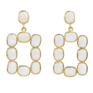 Moonstone Mini Oprah Rectangular Bezel Open Drop Earrings