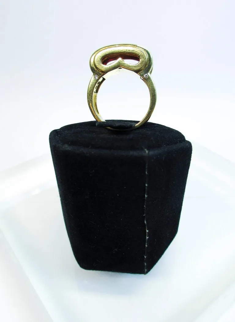 MOUAWAD 18 Karat Yellow Gold Diamond and Ruby Ring Size 6 3/4