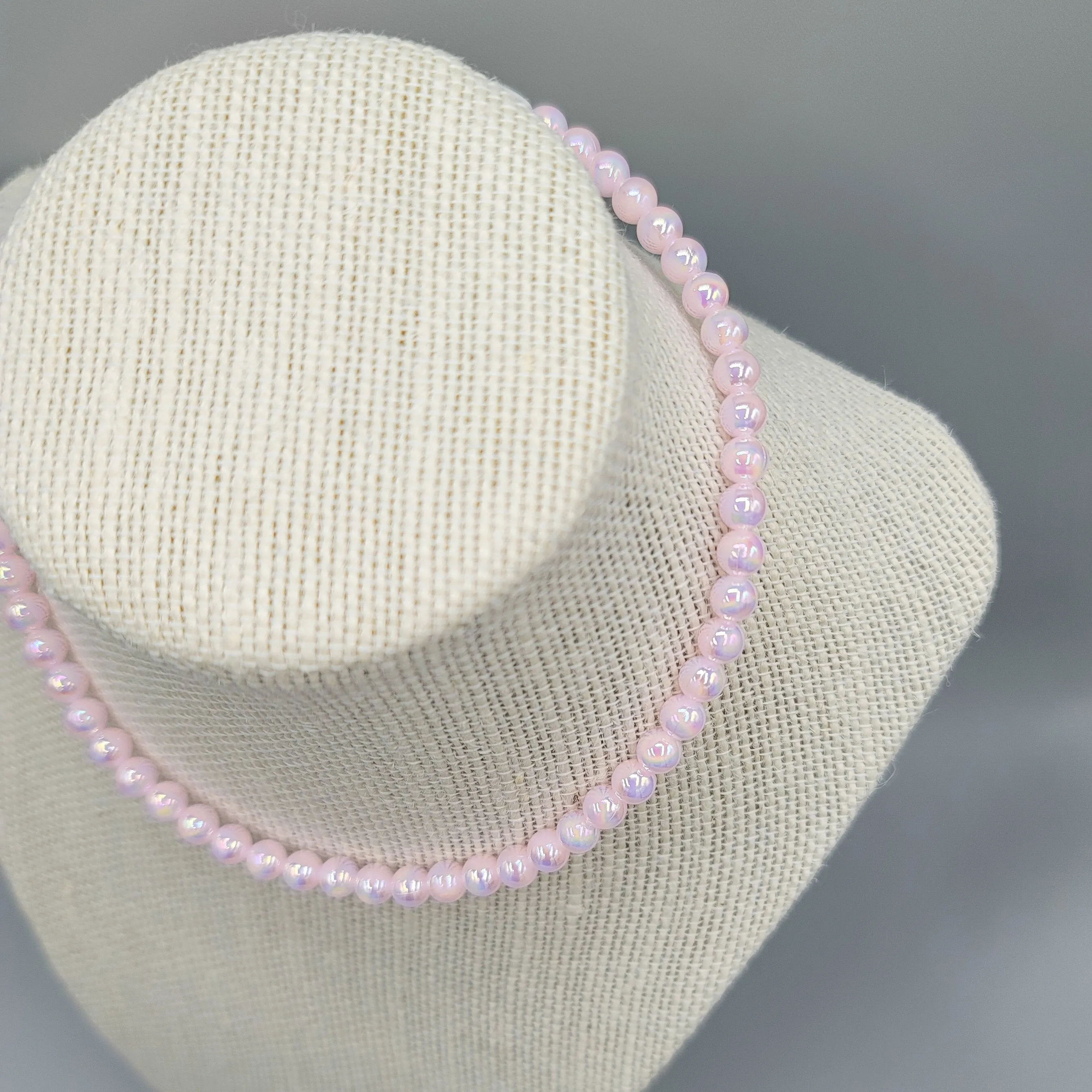 MTO | Necklace | Dainty Faux Pearl | Pink Peony