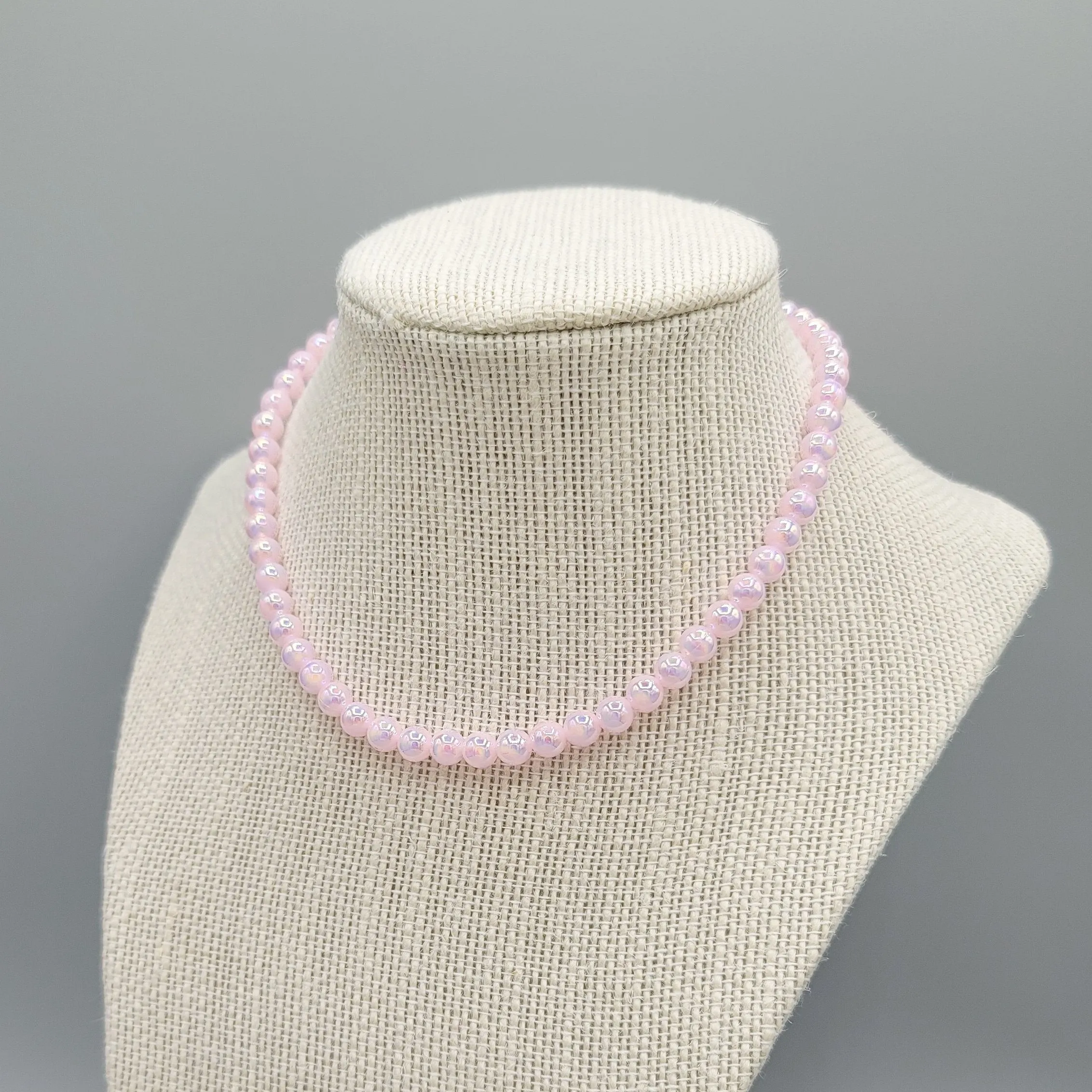 MTO | Necklace | Dainty Faux Pearl | Pink Peony