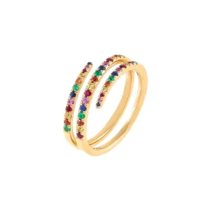 Multi-Color Diamond Wrap Ring 14K