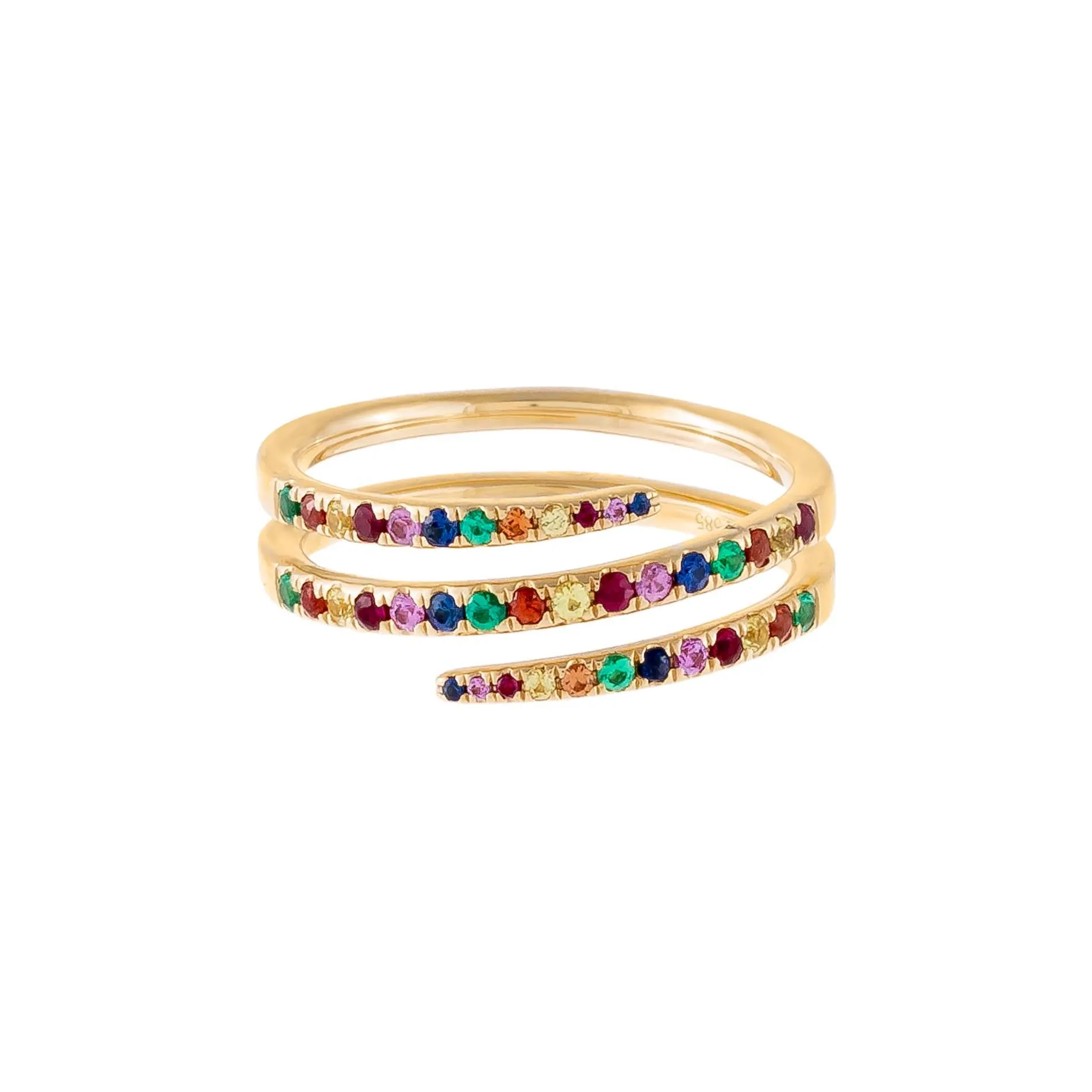 Multi-Color Diamond Wrap Ring 14K