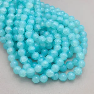 Multi-Colored Crackle Style Round Imitation Jade Glass Beads for Jewelry Making.