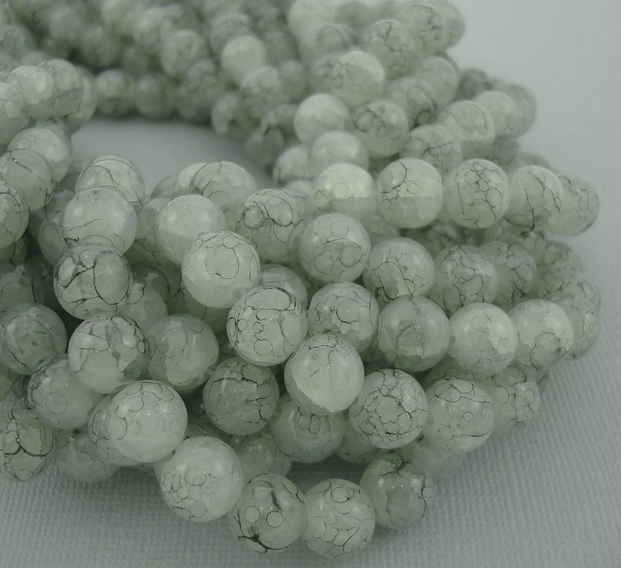 Multi-Colored Crackle Style Round Imitation Jade Glass Beads for Jewelry Making.