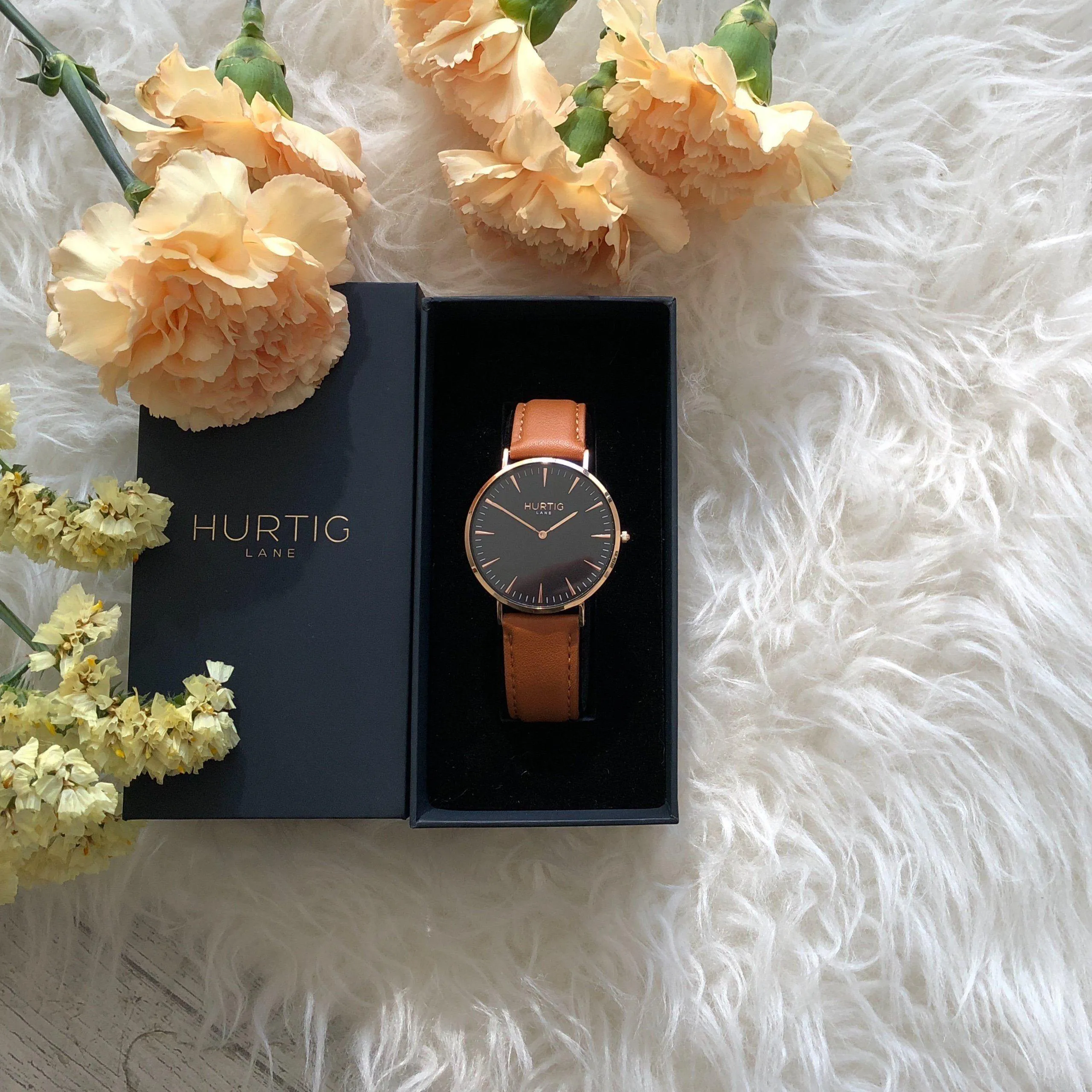 Mykonos Vegan Leather Watch Gold, Black & Tan